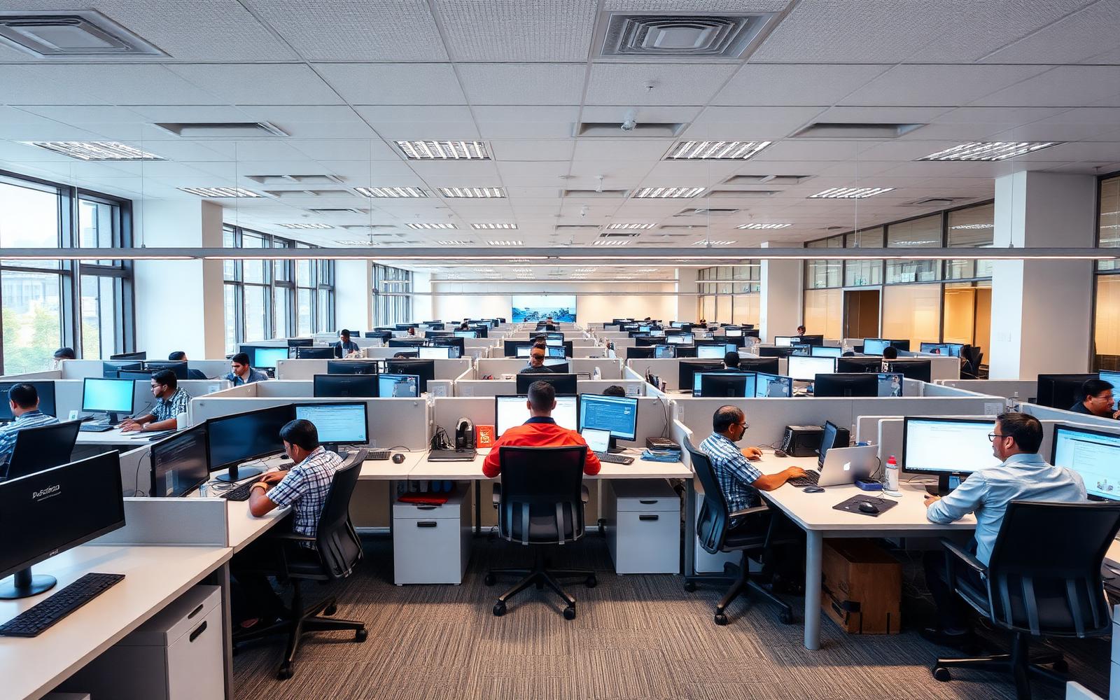 Managed service delivery team working on an enterprise support floor