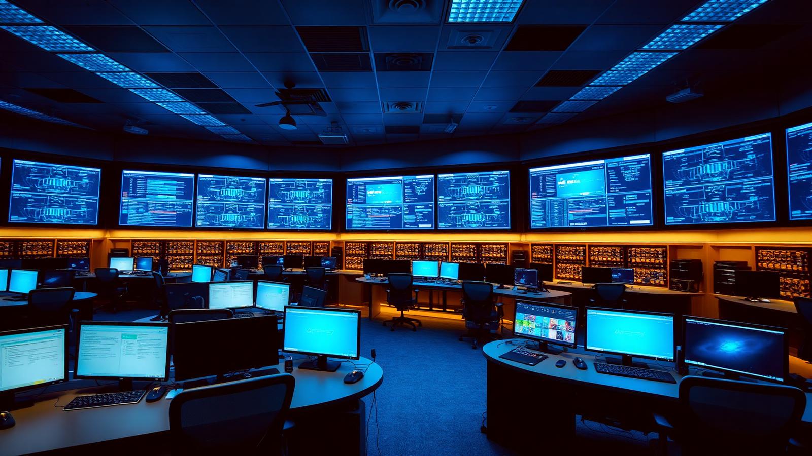 Network operations centre dashboards monitoring an enterprise estate